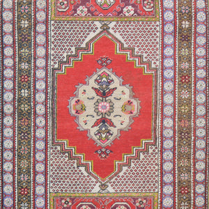 Hand-Knotted Vintage Turkish Tribal Design Handmade Wool Rug (Size 3.3 X 5.5) Cwral-11514