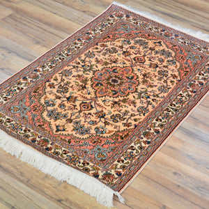 Hand-Knotted Kashmiri Silk Traditional Design Handmade Rug (Size 2.2 X 3.4) Cwral-11526