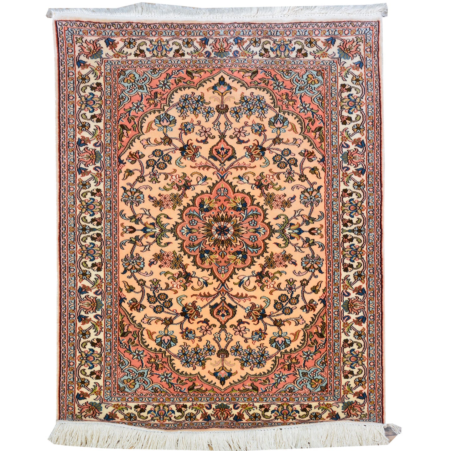 Hand-Knotted Kashmiri Silk Traditional Design Handmade Rug (Size 2.2 X 3.4) Cwral-11526