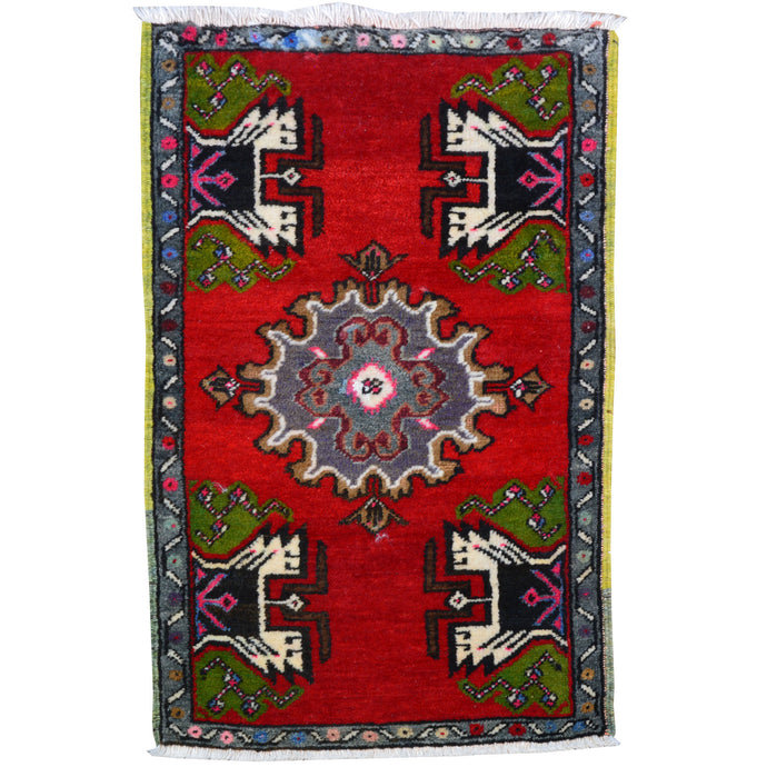 Hand-Knotted Vintage Traditional Turkish Design Handmade Rug (Size 1.7 X 3.0) Cwral-11529