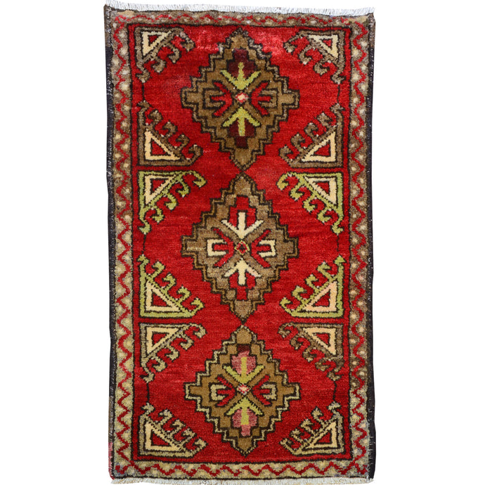 Hand-Knotted Vintage Traditional Turkish Design Handmade Rug (Size 1.8 X 3.4) Cwral-11535