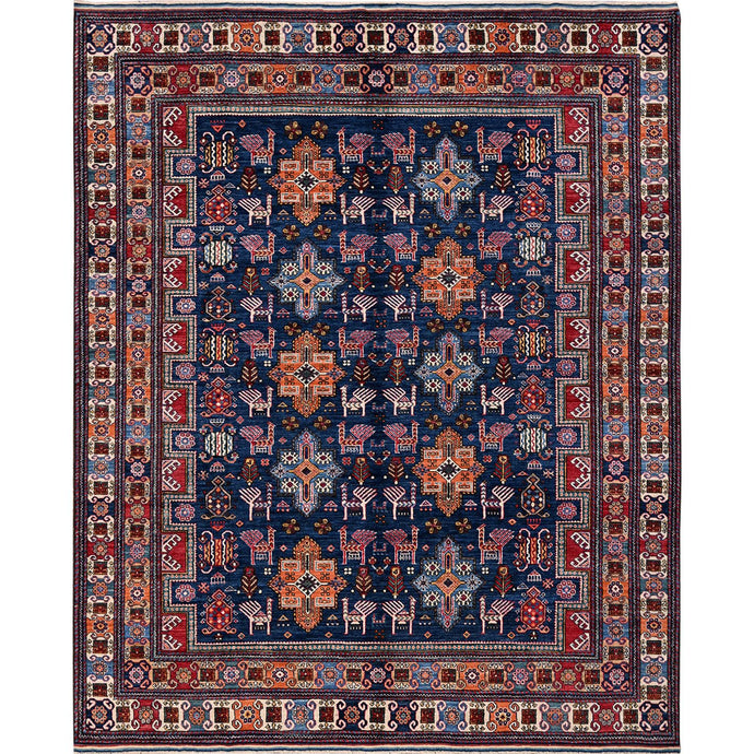 Hand-Knotted Earsari Turkish Knot Kazak Design Oriental Wool Rug (Size 8.4 X 9.6) Cwral-11568