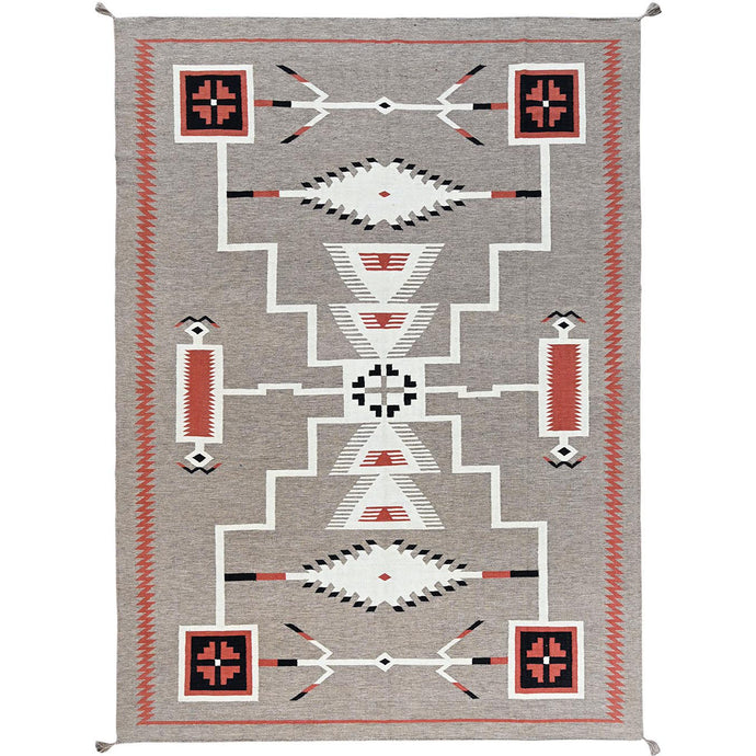 Hand-Woven Reversible Southwestern Design Handmade Kilim Rug (Size 8.9 X 12.2) Cwral-11585