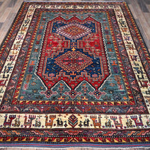 Load image into Gallery viewer, Hand-Knotted Tribal Kazak Traditional Design Handmade Rug (Size 5.1 X 6.7) Cwral-11604