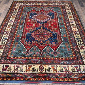 Hand-Knotted Tribal Kazak Traditional Design Handmade Rug (Size 5.1 X 6.7) Cwral-11604
