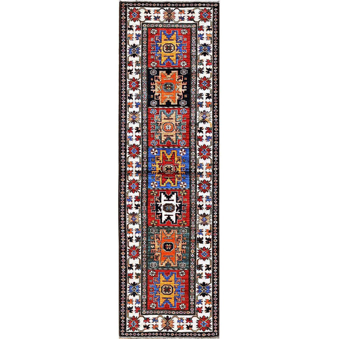 Hand-Knotted Tribal Kazak Traditional Design Handmade Rug (Size 2.9 X 9.3) Cwral-11616