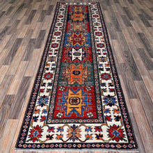 Load image into Gallery viewer, Hand-Knotted Kazak Runner Rug 2.9x9.3 Geometric Pattern - Classic World Rugs NM

