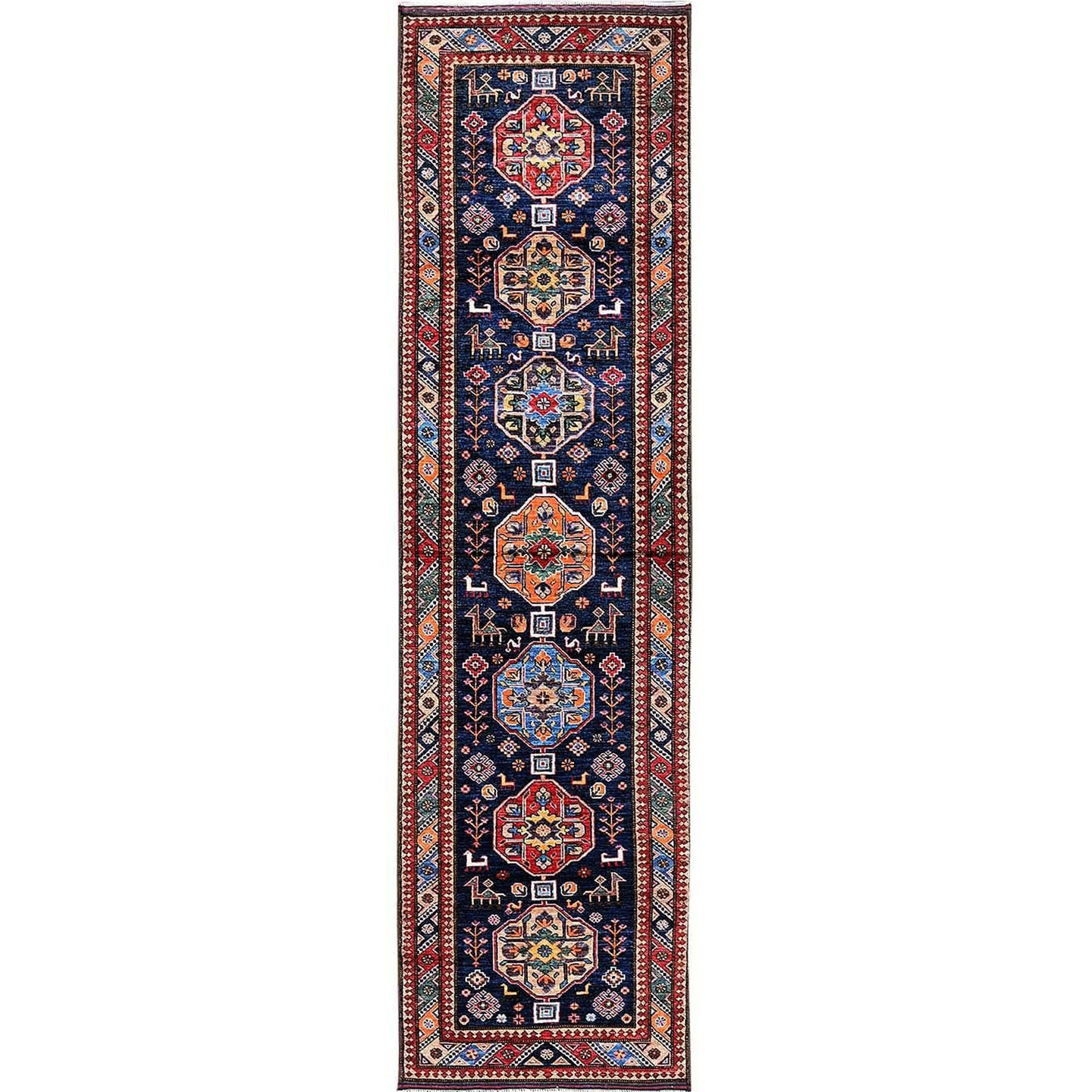 Hand-Knotted Tribal Kazak Traditional Design Handmade Rug (Size 2.8 X 9.5) Cwral-11619