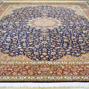 Hand-Knotted Traditional Design Kashmiri Silk Handmade Rug (Size 9.2 X 11.10) Cwral-11667