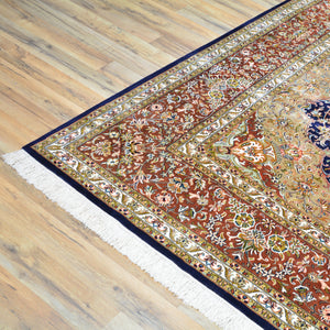 Hand-Knotted Traditional Design Kashmiri Silk Handmade Rug (Size 9.2 X 11.10) Cwral-11667