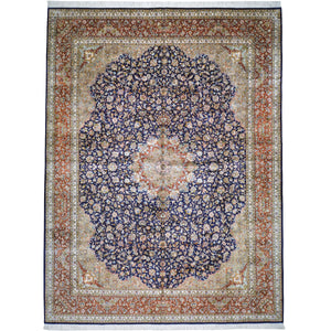 Hand-Knotted Traditional Design Kashmiri Silk Handmade Rug (Size 9.2 X 11.10) Cwral-11667