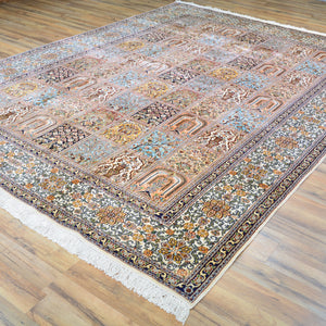 Hand-Knotted Traditional Design Kashmiri Silk Handmade Rug (Size 7.2 X 9.11) Cwral-11670