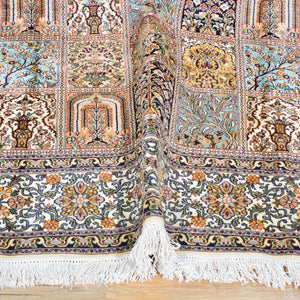 Hand-Knotted Traditional Design Kashmiri Silk Handmade Rug (Size 7.2 X 9.11) Cwral-11670