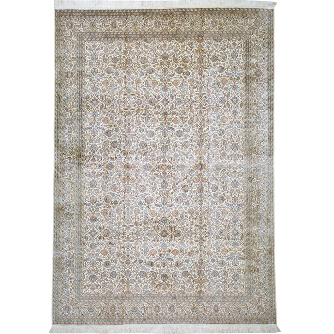 Hand-Knotted Traditional Design Kashmiri Silk Handmade Rug (Size 7.2 X 10.0) Cwral-11673