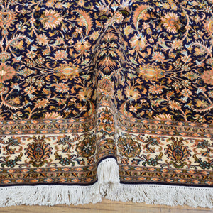 Hand-Knotted Traditional Design Kashmiri Silk Handmade Rug (Size 6.2 X 8.10) Cwral-11676