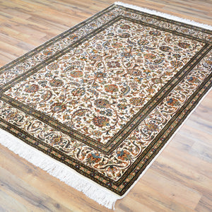 Hand-Knotted Traditional Design Kashmiri Silk Handmade Rug (Size 4.0 X 6.0) Cwral-11679