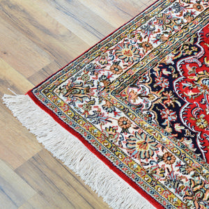 Hand-Knotted Traditional Design Kashmiri Silk Handmade Rug (Size 3.2 X 5.1) Cwral-11682