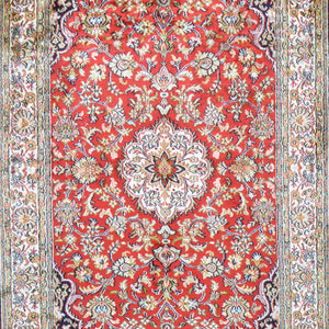 Hand-Knotted Traditional Design Kashmiri Silk Handmade Rug (Size 3.2 X 5.1) Cwral-11682