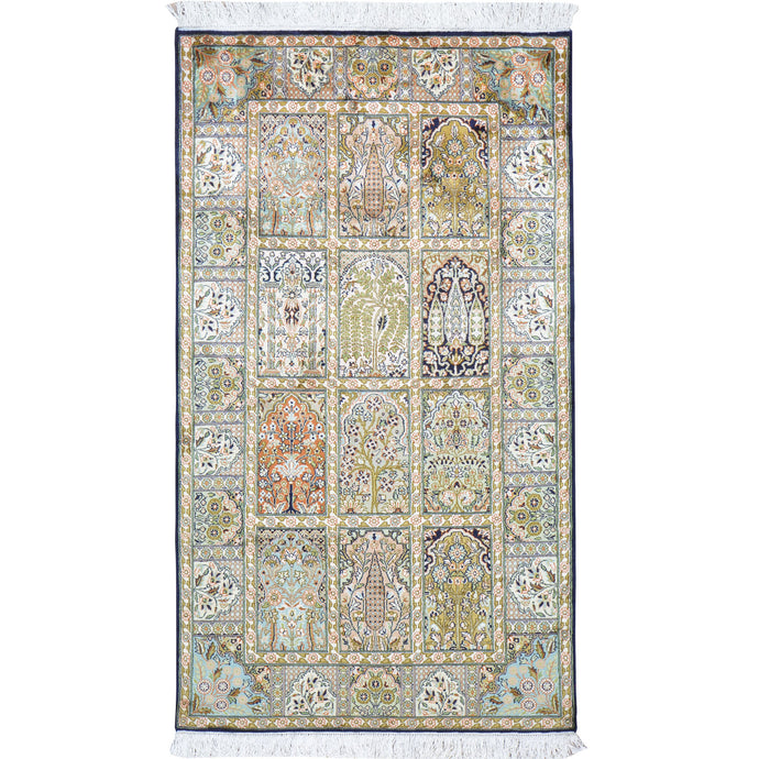 Hand-Knotted Traditional Design Kashmiri Silk Handmade Rug (Size 3.1 X 5.5) Cwral-11685