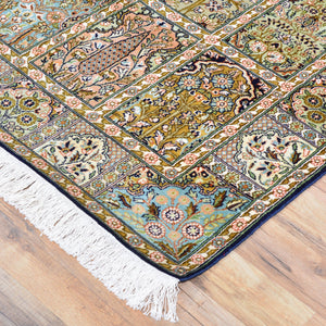 Hand-Knotted Traditional Design Kashmiri Silk Handmade Rug (Size 3.1 X 5.5) Cwral-11685