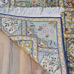 Hand-Knotted Traditional Design Kashmiri Silk Handmade Rug (Size 3.1 X 5.5) Cwral-11685