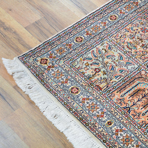 Hand-Knotted Traditional Design Kashmiri Silk Handmade Rug (Size 2.7 X 6.9) Cwral-11688
