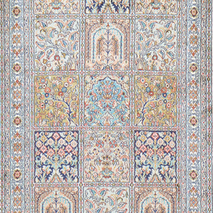 Hand-Knotted Traditional Design Kashmiri Silk Handmade Rug (Size 2.7 X 6.9) Cwral-11688