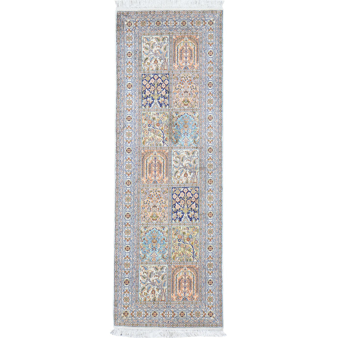 Hand-Knotted Traditional Design Kashmiri Silk Handmade Rug (Size 2.2 X 6.2) Cwral-11691