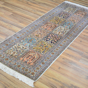 Hand-Knotted Traditional Design Kashmiri Silk Handmade Rug (Size 2.2 X 6.2) Cwral-11691