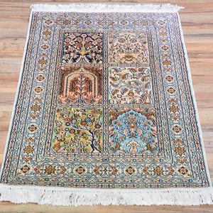 Hand-Knotted Traditional Design Kashmiri Silk Handmade Rug (Size 2.1 X 3.1) Cwral-11697