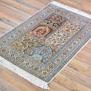 Hand-Knotted Traditional Design Kashmiri Silk Handmade Rug (Size 2.1 X 3.1) Cwral-11697