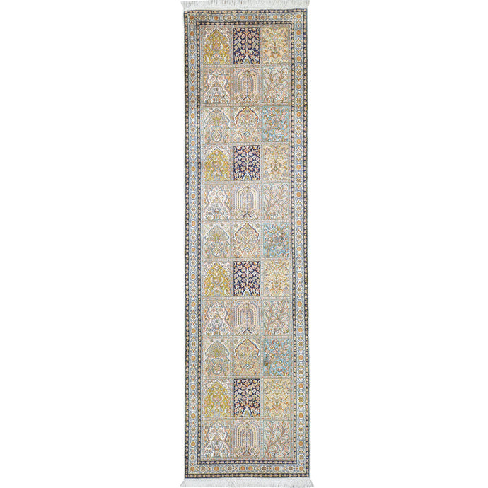 Hand-Knotted Traditional Design Kashmiri Silk Handmade Rug (Size 2.9 X 9.10) Cwral-11703