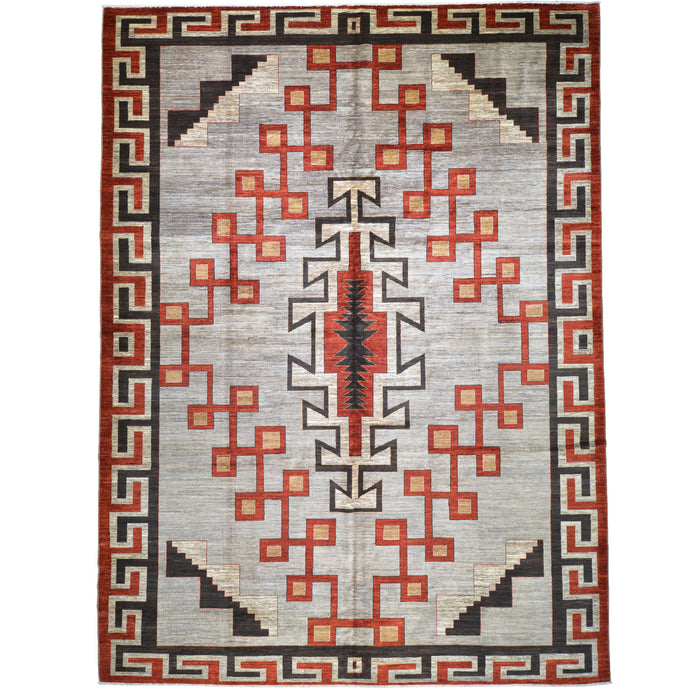 Hand-Knotted Traditional Southwestern Design Handmade Rug (Size 9.9 X 12.10) Cwral-11715