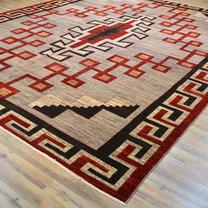 Hand-Knotted Traditional Southwestern Design Handmade Rug (Size 9.9 X 12.10) Cwral-11715