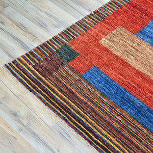 Hand-Knotted Modern Contemporary Stripes Design Handmade Rug (Size 8.0 X 9.9) Cwral-11724