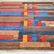 Load image into Gallery viewer, Hand-Knotted Contemporary Stripe Area Rug 8x10 on Hardwood Floor | Classic World Rugs NM
