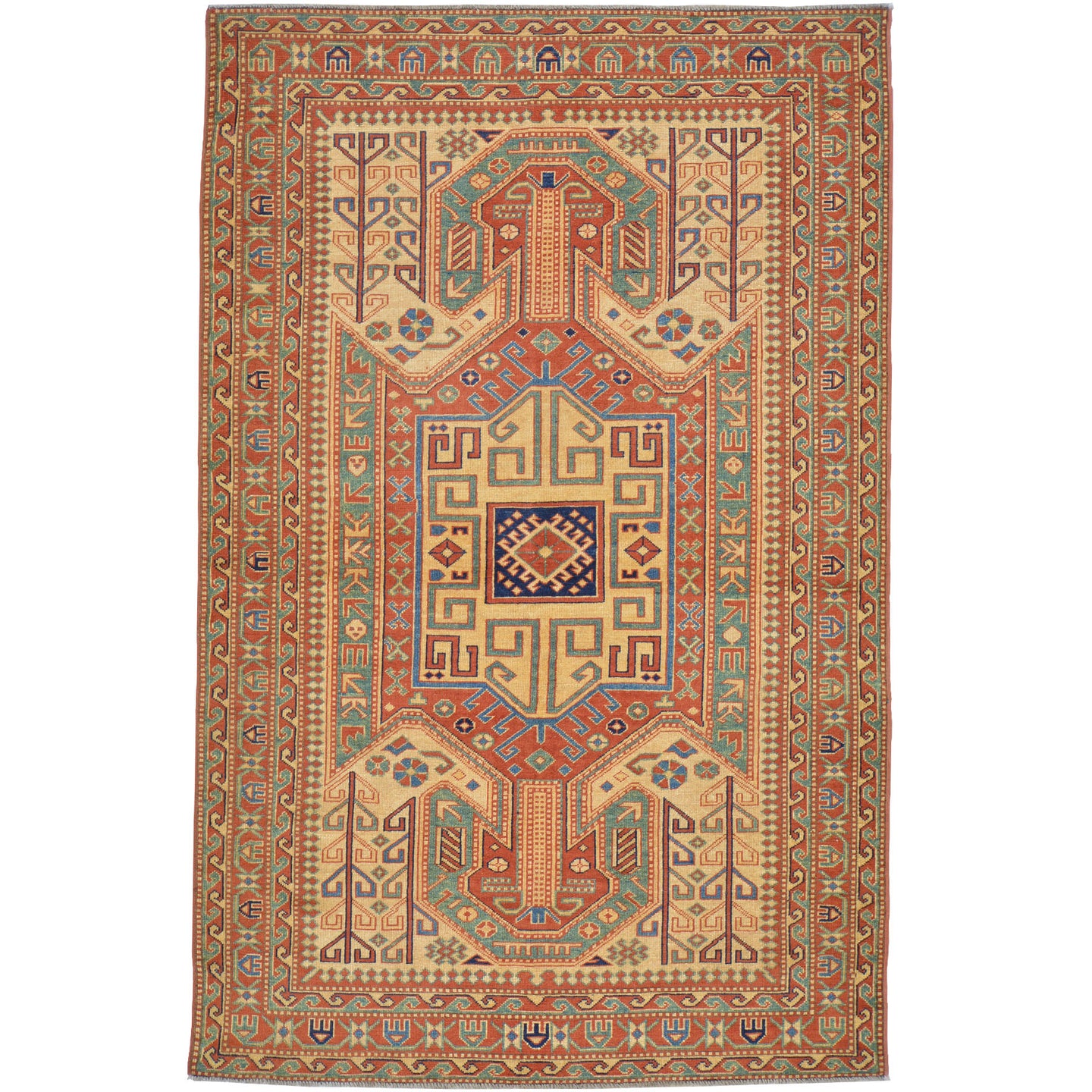 Hand-Knotted Zero Pile Sherwan Design Oriental Handmade Rug (Size 4.8 X 6.11) Cwral-11742
