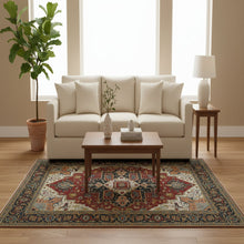 Load image into Gallery viewer, Decorative rug with intricate patterns on a wooden floor