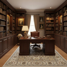 Load image into Gallery viewer, Decorative rug with intricate patterns on a wooden floor