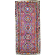Load image into Gallery viewer, Colorful geometric patterned rug on a white background