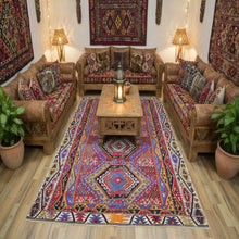 Load image into Gallery viewer, Colorful patterned rug on a wooden floor