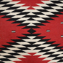 Load image into Gallery viewer, Close-up of a red fabric with black and white geometric pattern
