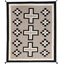 Load image into Gallery viewer, 8x10 black and grey Southwestern wool rug