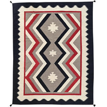 Load image into Gallery viewer, Rug with geometric pattern featuring red, gray, and black on a white background
