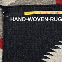 Load image into Gallery viewer, Hand-woven rug with a measuring tape and text overlay