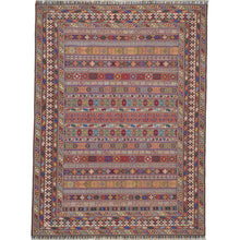 Load image into Gallery viewer, Multicolored patterned rug on a white background
