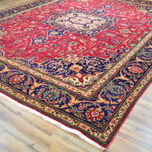 Load image into Gallery viewer, Corner detail of Vintage Persian rug Cwral-12063, border pattern and fringe, red multicolor — Classic World Rugs
