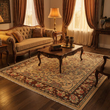 Load image into Gallery viewer, Flatweave kilim area rug with floral tribal pattern, 6.5 x 9.3 ft, 100% wool — Classic World Rugs