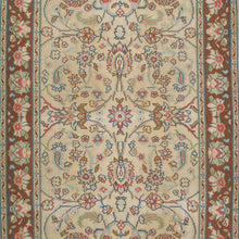 Load image into Gallery viewer, Bulgarian kilim rug close-up showing hand-woven wool flatweave construction, ivory and earth tones