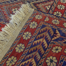 Load image into Gallery viewer, Full shot of red tribal Soumak wool rug 5x6, hand-woven flatweave – Brral-3750